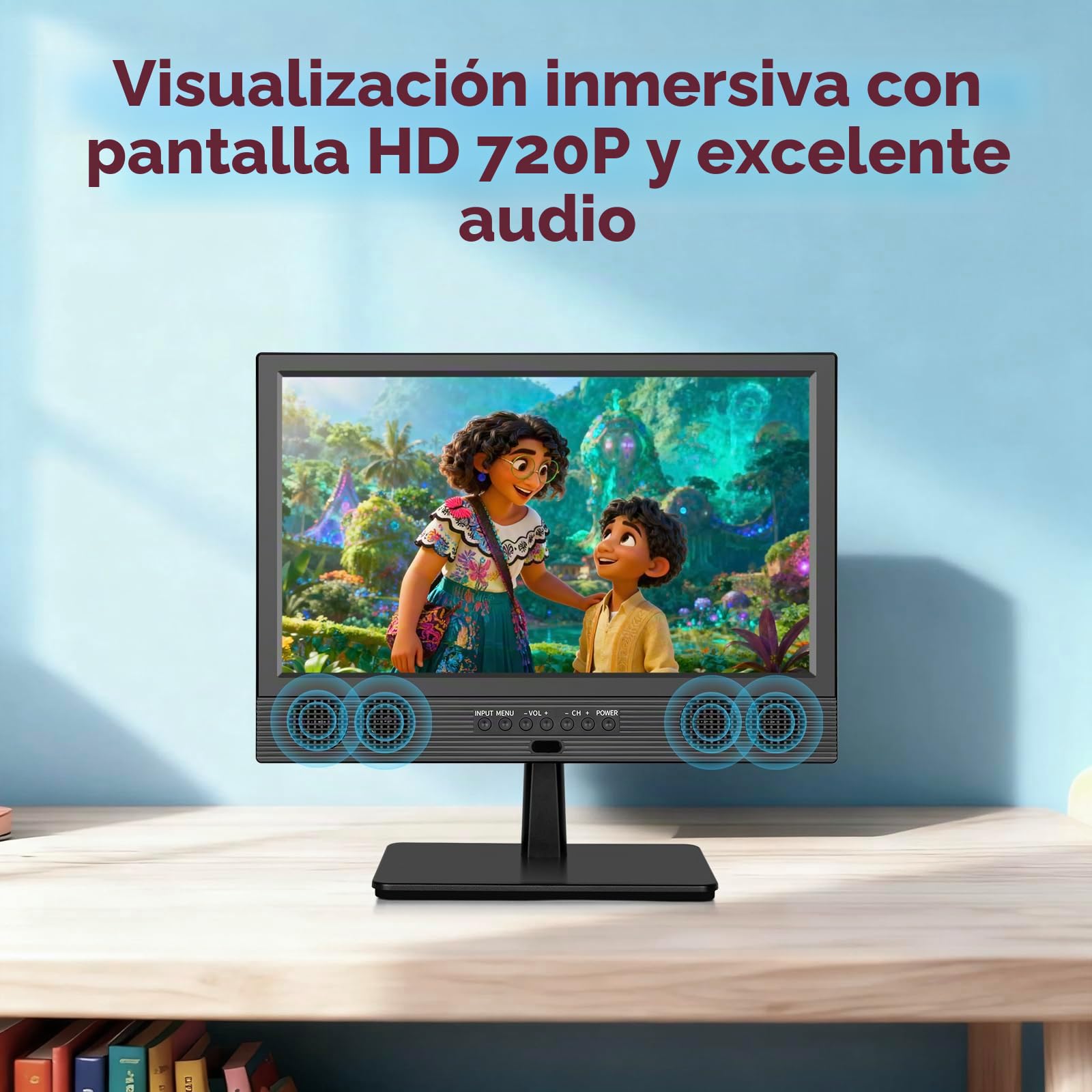 ZOSHING Smart TV de 14 pulgadas, pequeño televisor con entrada HDMI, sintonizador digital integrado/USB compatible con montaje en pared, para dormitorio, cocina, caravana, incluye control remoto