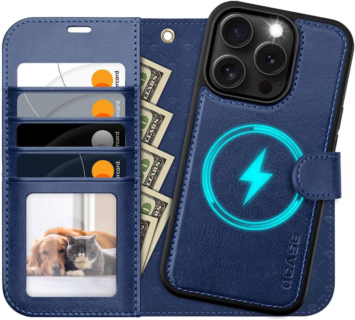 OCASE for iPhone 16 Pro Max Case Detachable Wallet Case with Card Holder, 2 in 1 Pu Leather Flip Folio with RFID Blocking Stand Wrist Strap Shockproof Phone Cover 6.9 Inch 2024, Blue | with Card Holder, 2 in 1, Pu Leather, Flip Folio, with RFID Blocking, Stand