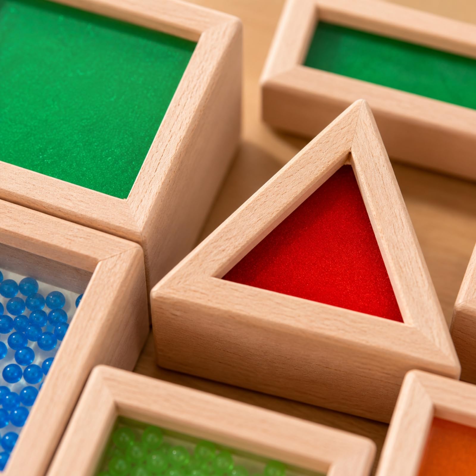 Gralara 15 Pezzi Blocchi da Costruzione Sensoriali in Acrilico con Cornice in Legno Sensoriale Gioco di Impilamento Legno Educativi Giocattolo Educativo