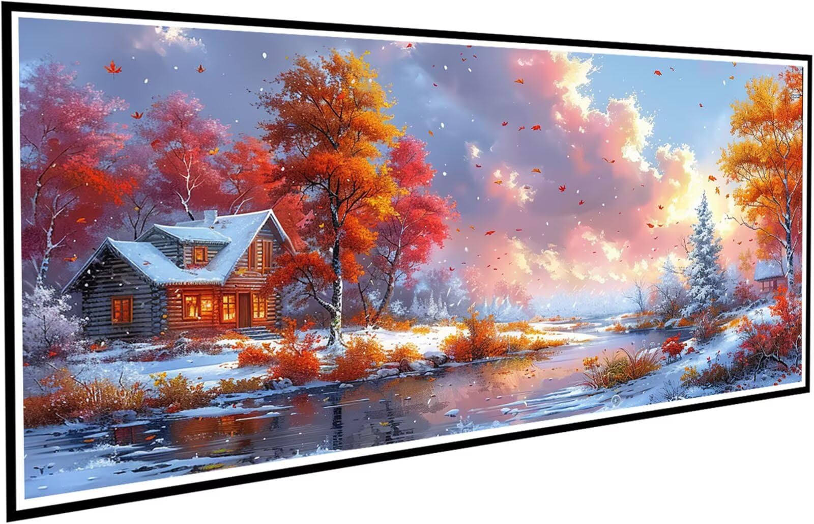 Diamentowe malarstwo zimowe diamentowe dorośli 5D rysunek diamentowy kabina obrazy diamentowe, 60 x 120 cm diament sztuka haft krzyżykowy puzzle rzemiosło dziewczyna dekoracja ścienna J2-429