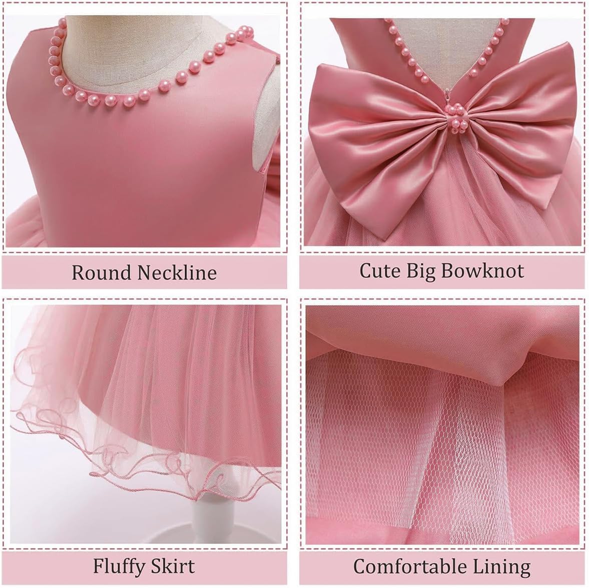 LZH Baby Girls Ruffle Lace Backless with Headwear,Bowknot Flower Dresses Pageant Party Wedding - Image 6