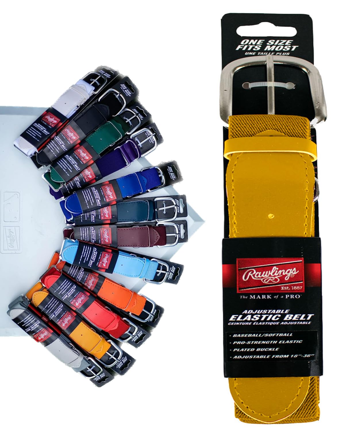 Rawlings | Elastic Game Day Belt | Baseball/Softball | Adult/Youth | Multiple Colors
