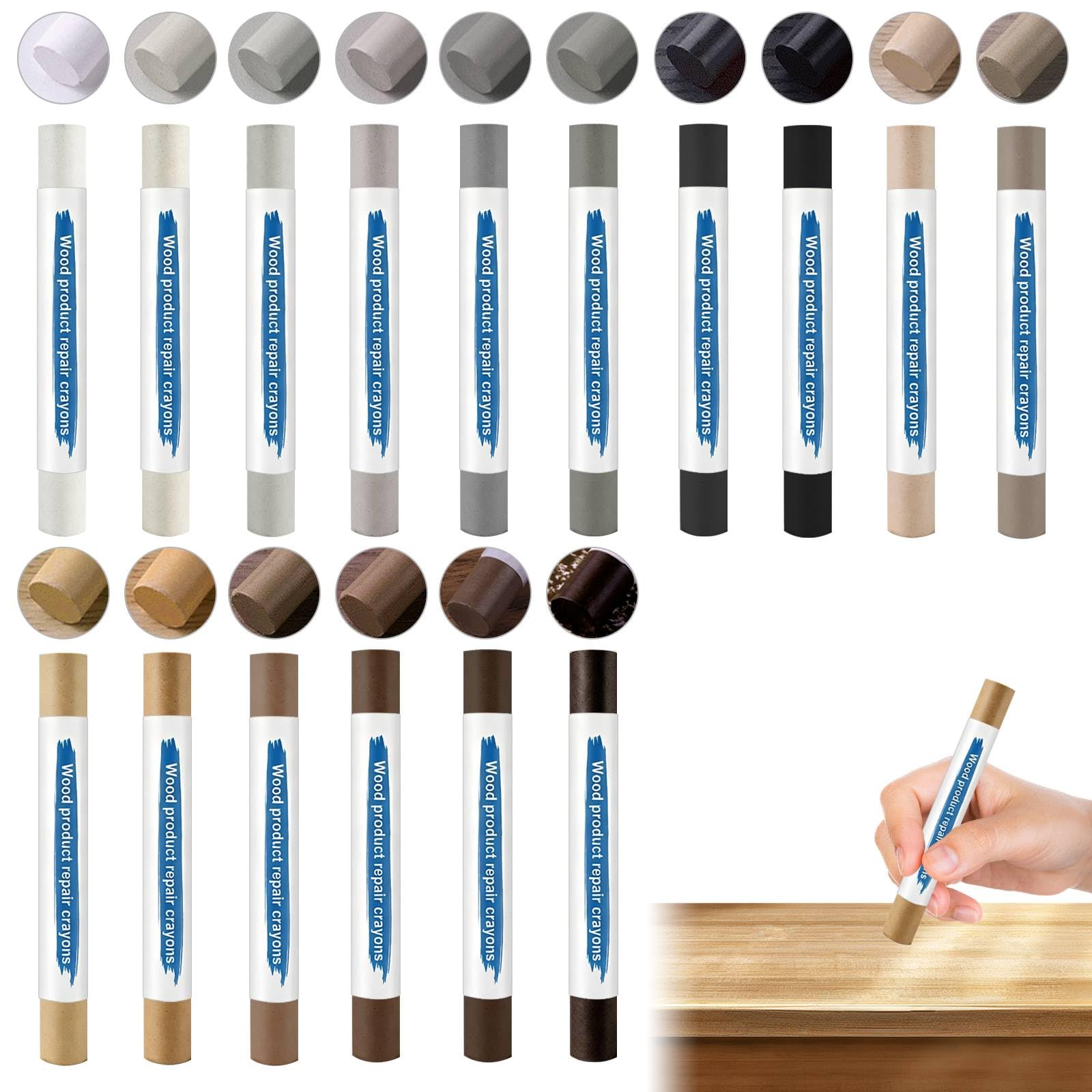 16-Color Wax Filler Wood Repair Sticks, Laminate Floor Repair Kit, Wood Scratch Repair, Repairs Crayons for Wooden Furniture Laminate Floor Table Door Scratches Holes