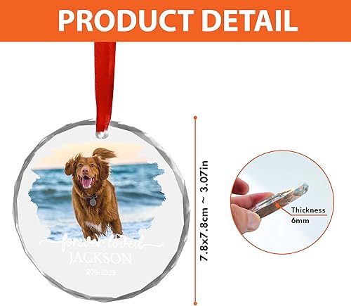Miniatura 5 de Adorno de cristal conmemorativo personalizado para mascotas, regalo de pérdida de mascotas, recuerdo de perro, foto personalizada de mascota, regalo