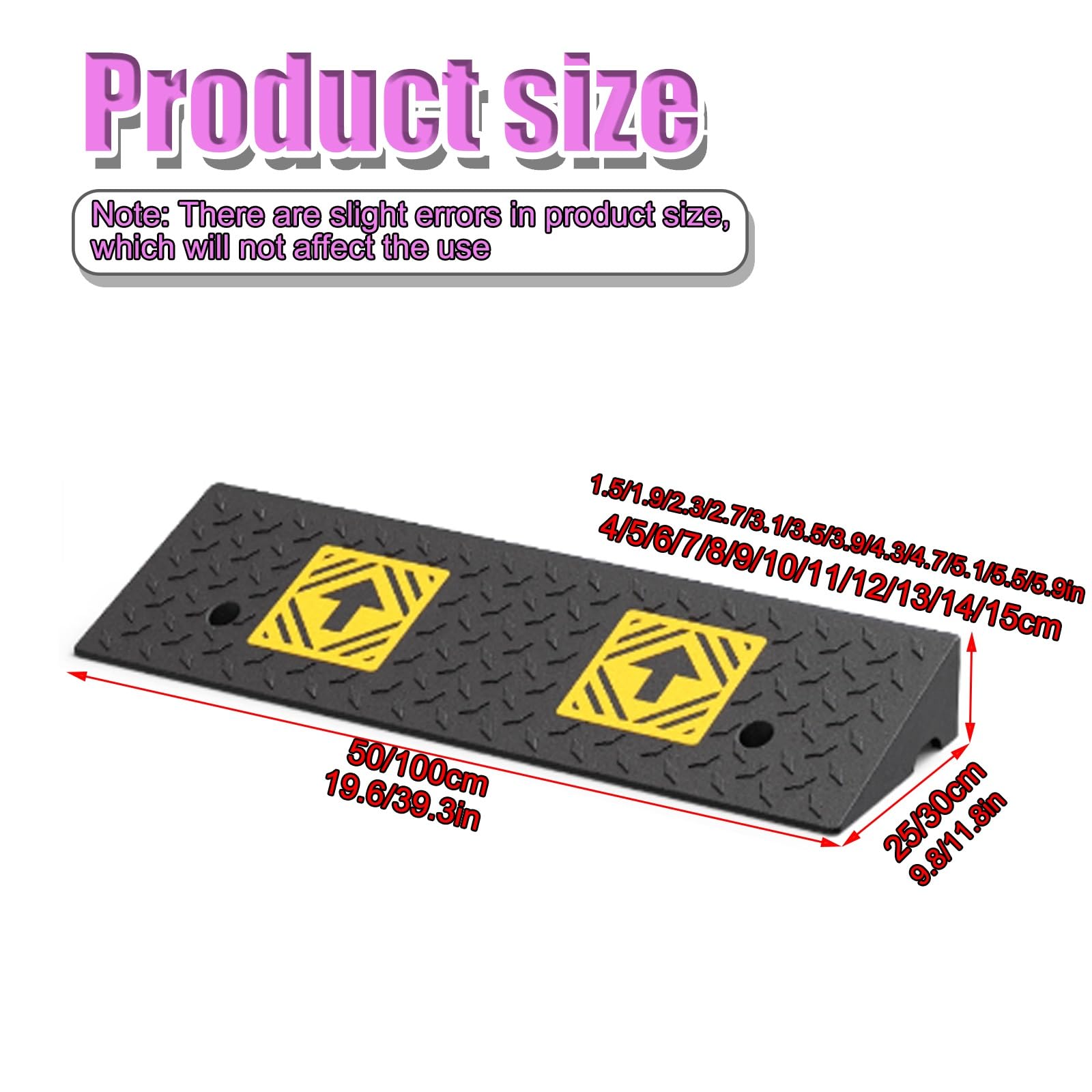 Rampas De Acceso Resistentes, Rampas De Pendiente, Rampas De Acceso Resistentes, For Motocicletas, Automóviles Y Sillas De Ruedas.(100 * 25 * 5cm/39.4 * 9.8 * 2in)