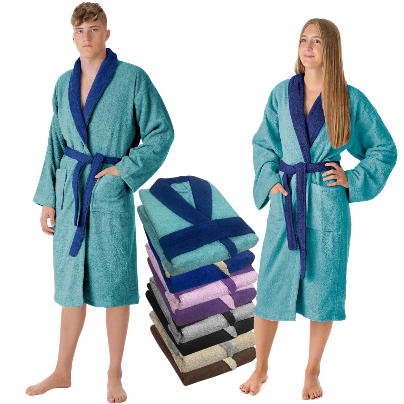 LEBENGOOD Accappatoio uomo 100% cotone spugna americana 450 gsm - vestaglia da bagno per doccia, morbido, assorbente, unisex, OEKO-TEX