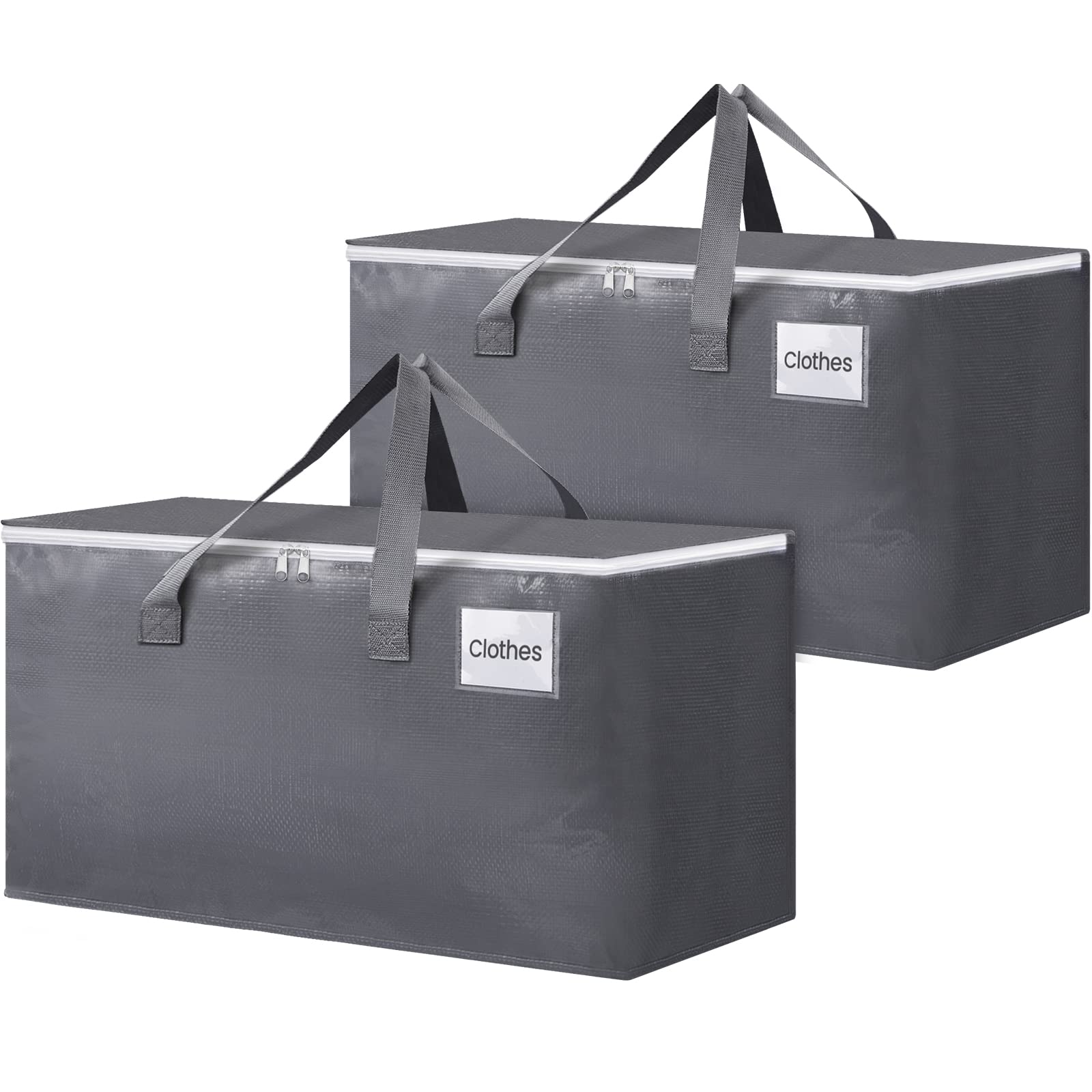 BlissTotes Large Moving Boxes with Zippers & Handles Moving Supplies with lids, Heavy Duty Totes for Storage Bags for Space Saving, Fold Flat, Moving and Storing 76L, 2 Pack
