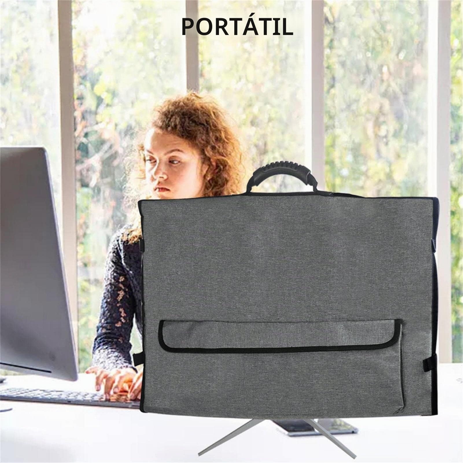 Funda para el transporte del monitor | Funda protectora con transporte | Bolsa viaje acolchada portátil 24-27 pulgadas con bolsillo para accesorios