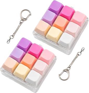 2 Pcs Creamy Keyboard Fidget Toy, 9 Keys Cute Clicker Keyboard Fidget for Adults Relieve Stress and Anxiety Decompression Keyboard Fidget Keychain