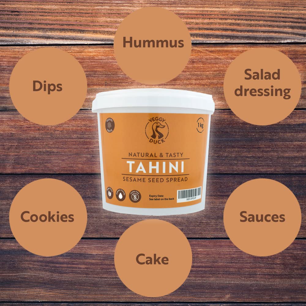 Veggy Duck - Tahini (1Kg) - Graines de Sésame Grillées et Pressées | Naturel | Sans OGM | Végétalien | Idéal pour Houmous