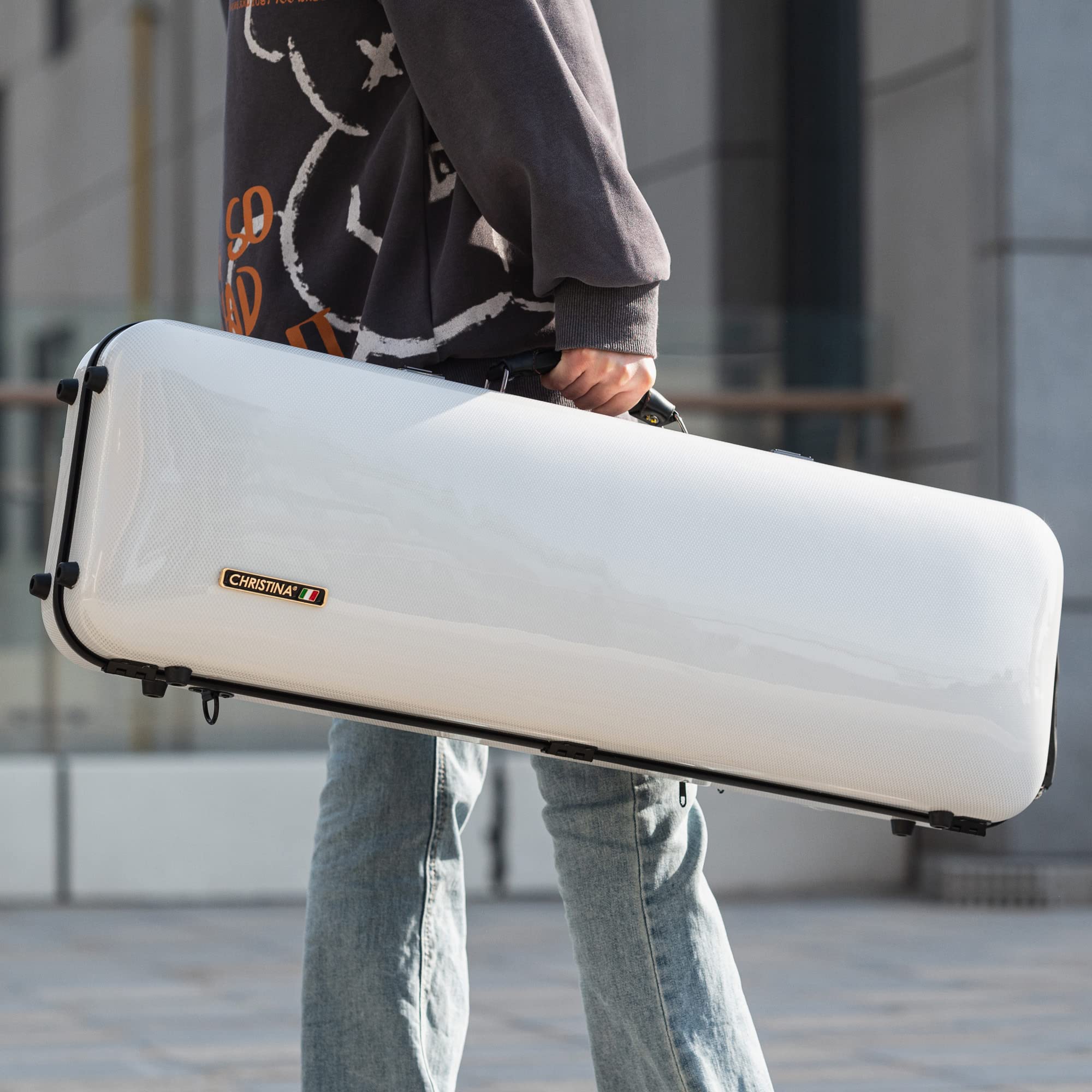 CHRISTINA バイオリンケース ホワイト カーボンファイバー　4/4 Amazon.co.jp: CHRISTINA 4/4サイズ炭素繊維耐圧湿気を防ぐ