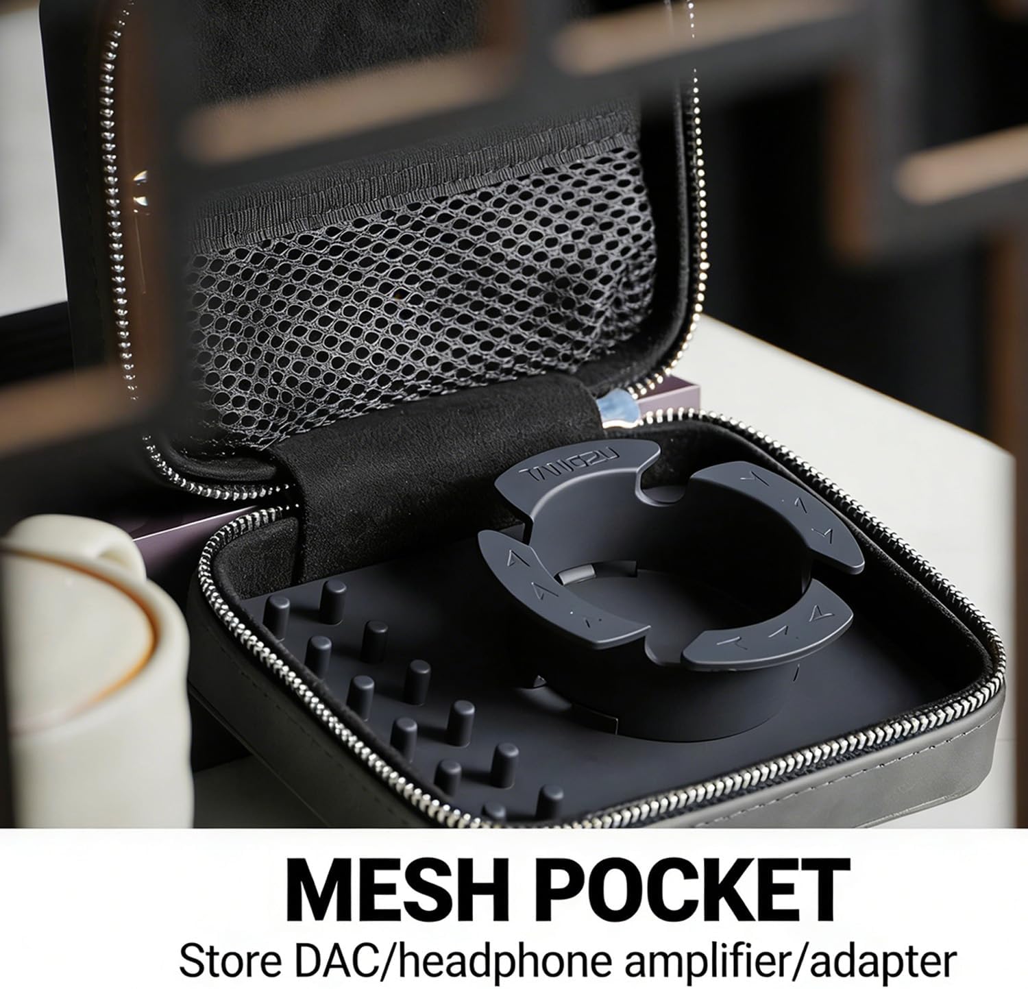 TANGZU Leather Earphone Case, Water-Resistant Portable Earbuds Storage Case for Earphones, Audio Accessories, Eartips and Cables, Grey