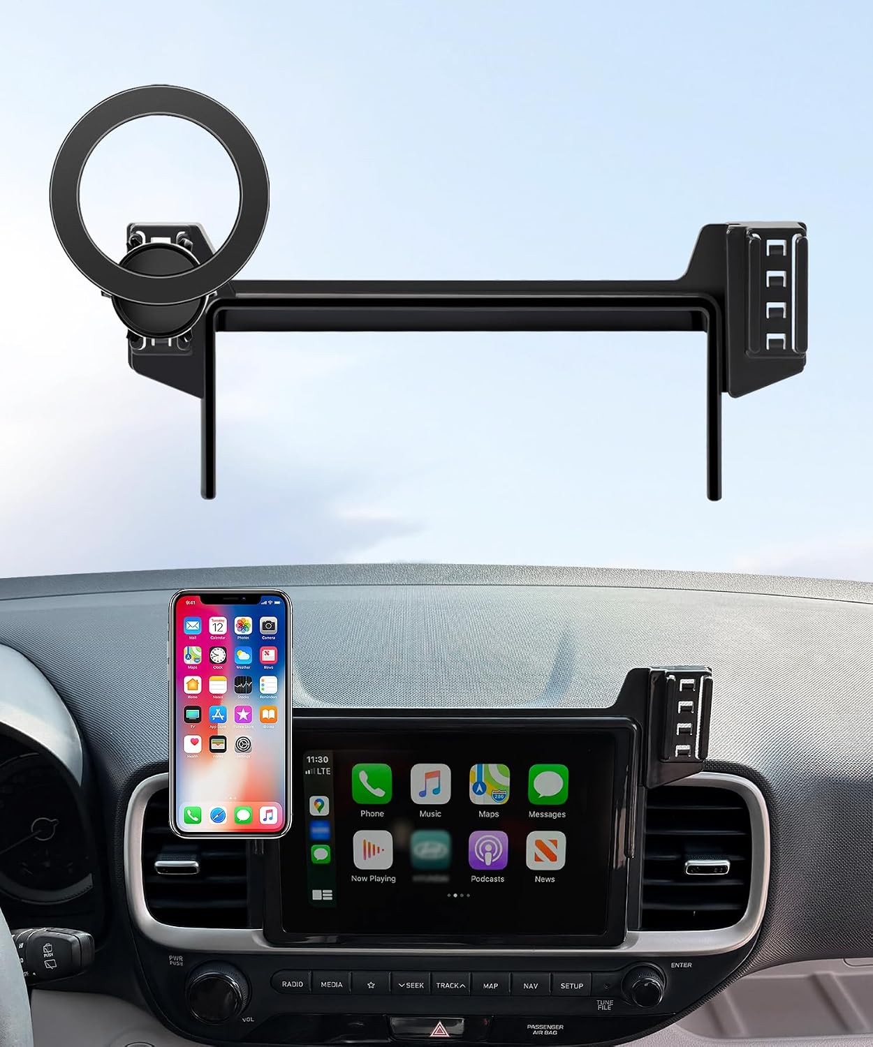 Car Phone Holder for 2020-2025 Hyundai Venue Accessories 8-Inch Screen Fixed Clip, 360° Rotation Phone Mount Compatible with MagSafe, Cell Phone Holder Does Not Affect Air Vent