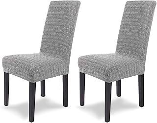 SCHEFFLER-Home Anna 2 Fundas de sillas, Estirable Cubiertas, Moderna extraíble flexibel Funda con Banda elástica, Gris