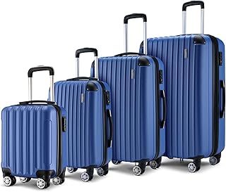 4 Piece Suitcase Set Carry On Luggage Lightweight Traveller Bag ABS Hard Shell TSA Lock Blue