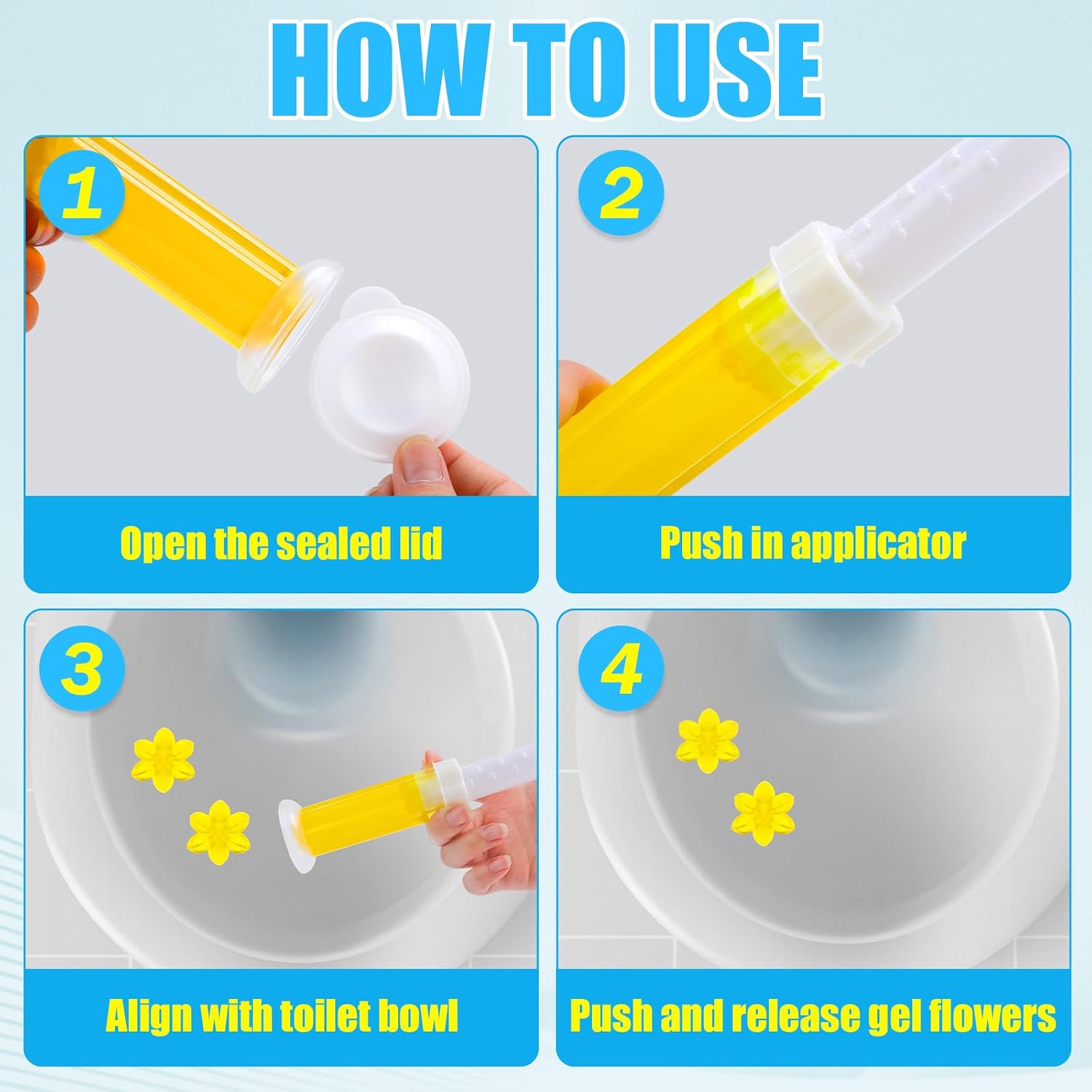 6 Pack Toilet Gel Stamp, 72 Stamps, Flowers Shaped,Toilet Bowl Cleaners