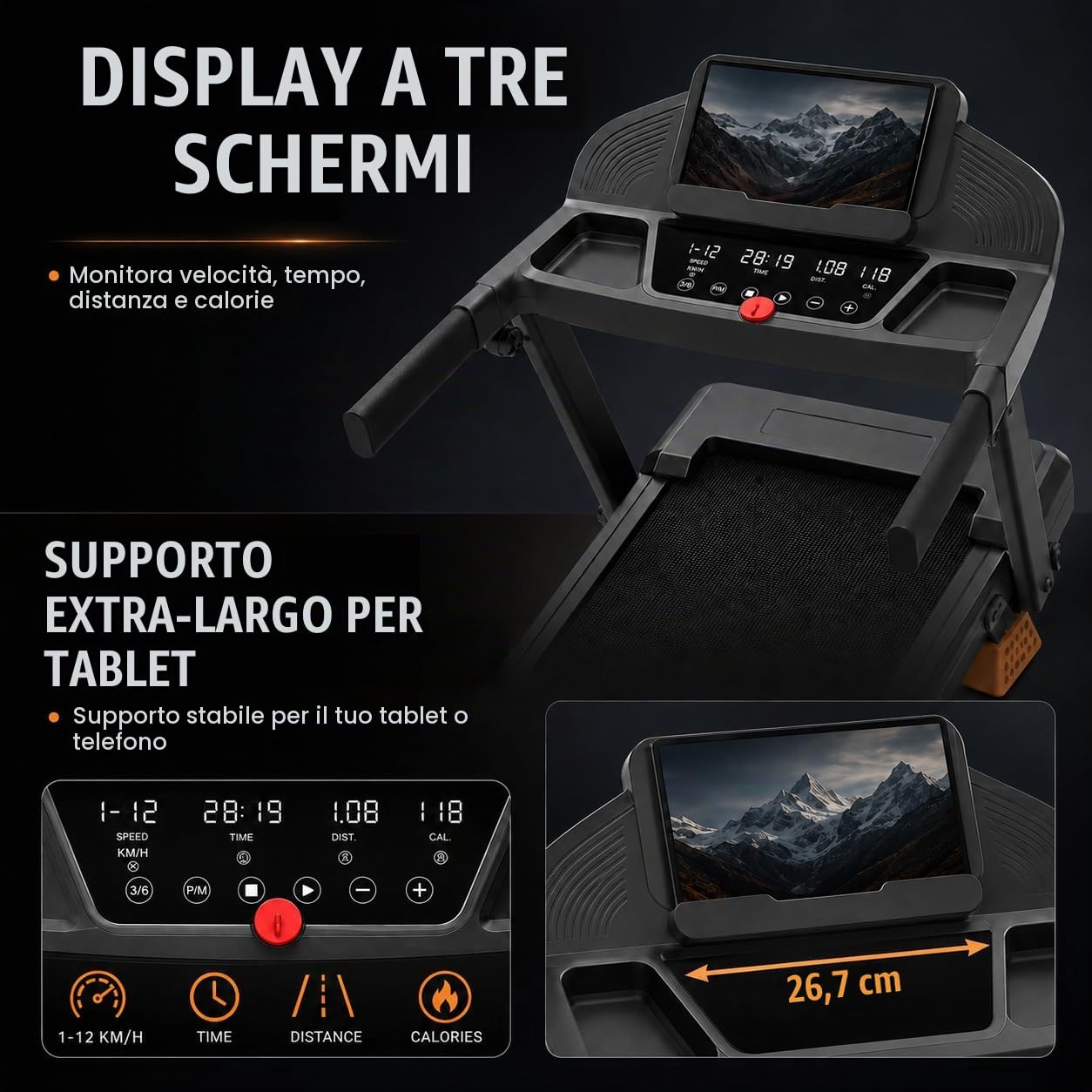 LONTEK Tapis Roulant Salvaspazio con Inclinazione 15% | Tapis Roulant Elettrico 12KM/H, Tapirulan Pieghevole da Casa con 3.0 HP e Display LED, MAX 136KG