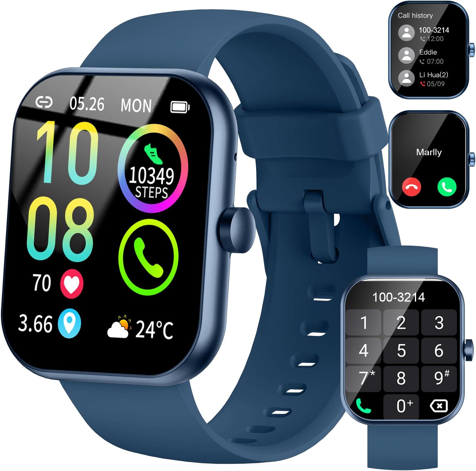 Smart Watch for Men Women (Answer/Make Call), 1.96"HD Smartwatch with Heart Rate/Sleep Monitor/Pedometer, 113+ Sports Modes, New Fitness Watch IP68 Waterproof, Activity Tracker for Android iOS-Blue