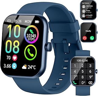 Montre intelligente pour homme et femme - Répondre/passer des appels - Montre de fitness de 5 cm avec compteur de fréquence cardiaque, podomètre, moniteur de sommeil SpO2, plus de 113 modes de sport
