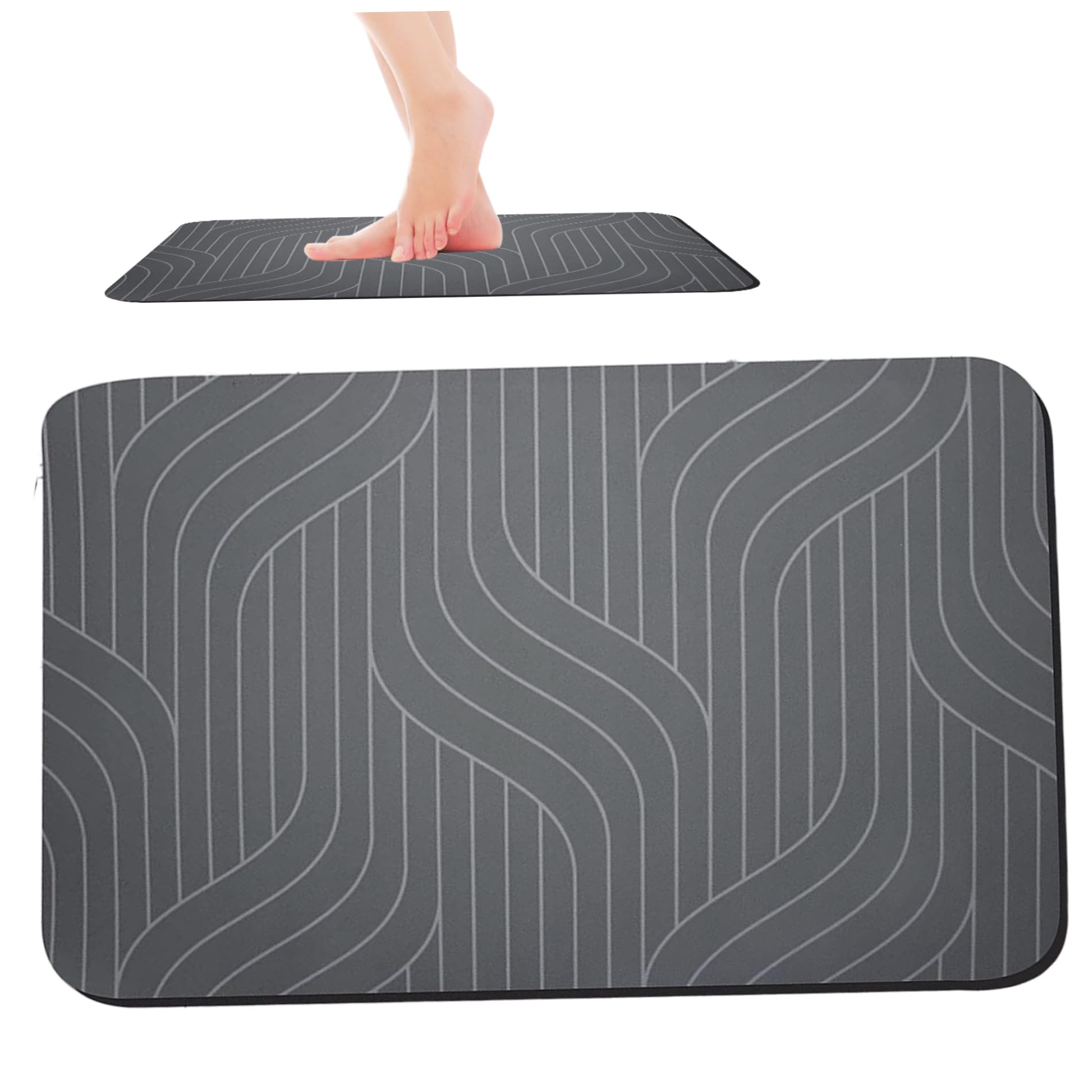 Tapis de bain en diatomite 60x90 cm grand format absorbant et antidérapant pour douche