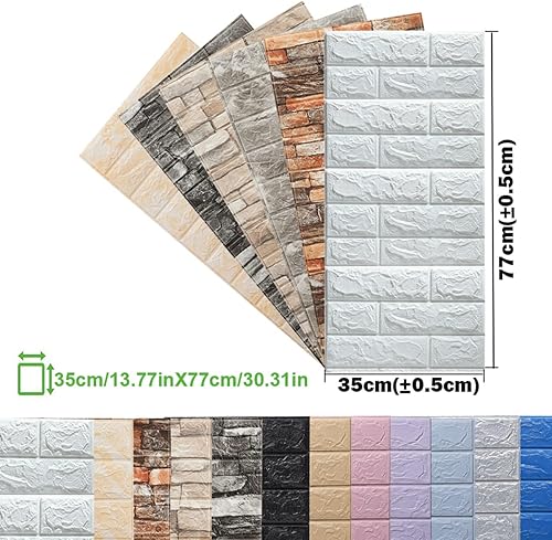 Miniatura 3 de Paneles de pared de ladrillo de espuma 3D de 13.78 x 30.31 pulgadas, patrón de estrellas, autoadhesivos, impermeables, de ladrillo sintético,