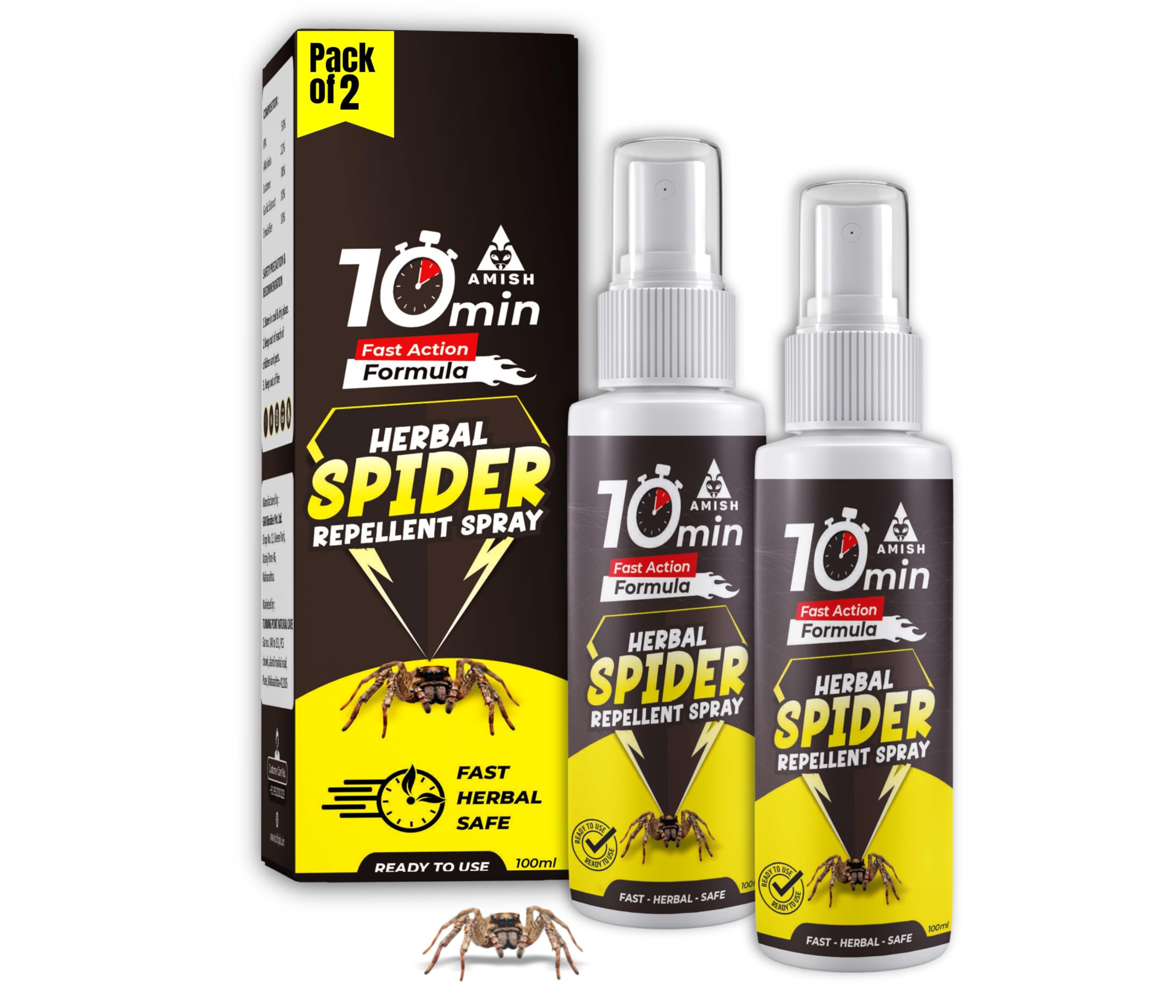 Amish Herbal Spider Spray 100 ml Pack Of 2 |10 Minutes Formula |Removes Entire Spider colony|Powerful 100% Organic No Chemical Spider Repellent Spray for Home Office & Garden Long Lasting Protection-image-29
