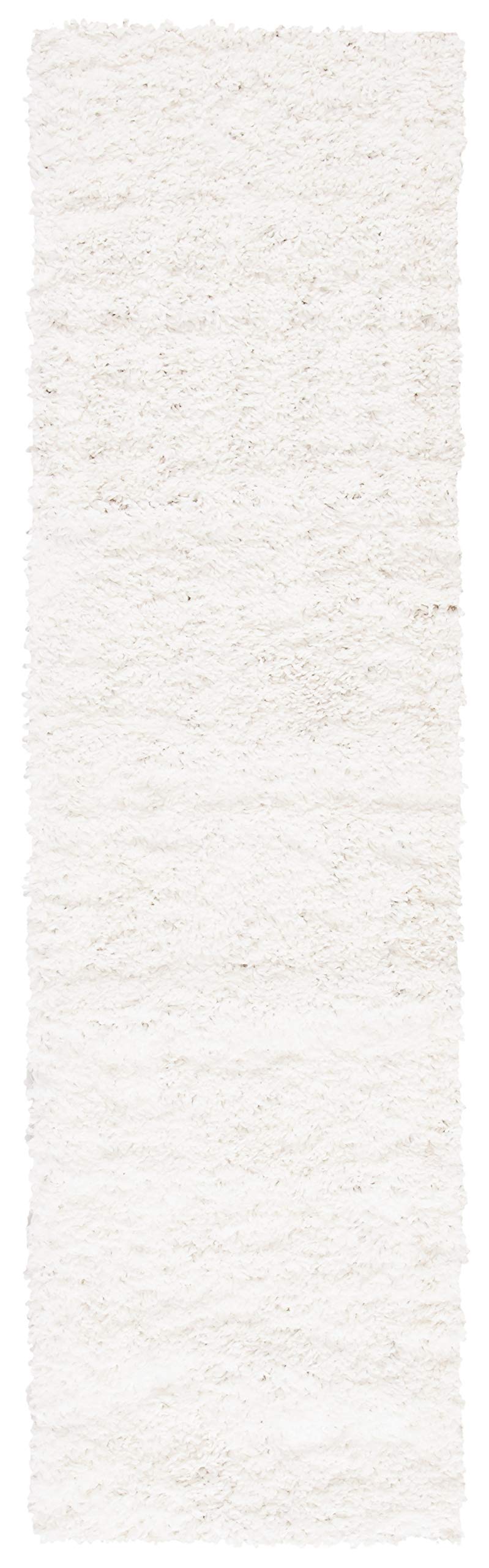 SAFAVIEH August Shag Collection Runner Rug - 2' x 7', White, Solid Design, Non-Shedding & Easy Care, 1.5-inch Thick Ideal for High Traffic Areas in Living Room, Bedroom (AUG200A)