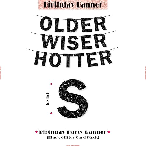 Miniatura 3 de PartyForever Decoraciones de cumpleaños número 50 para mujer, suministros de oro rosa, juego grande que incluye pancarta de Older Wiser Hotter y