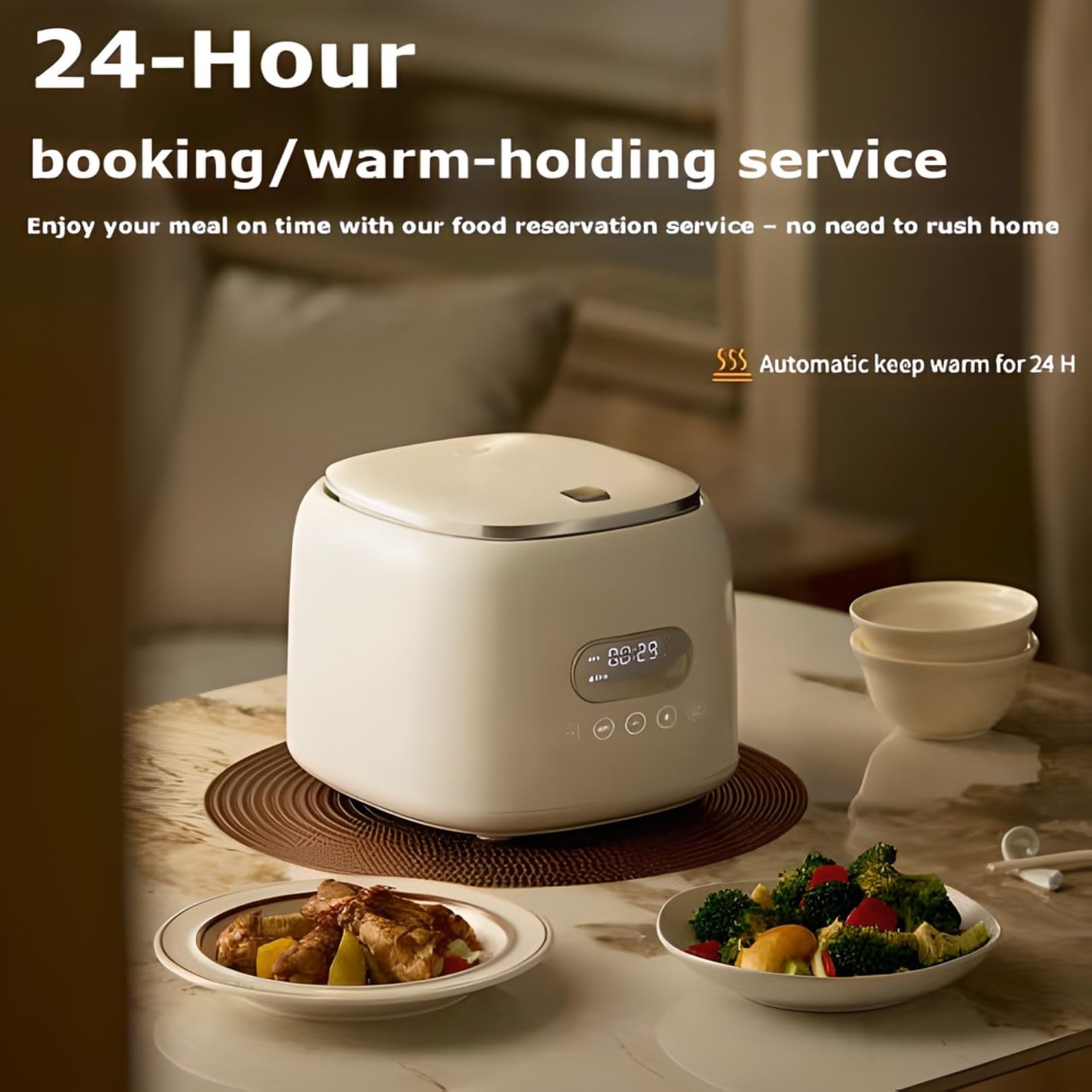 Générique Cuiseur à Riz 2,5 L antiadhésif, Petit modèle avec 8 Fonctions, Maintien au Chaud 24 h et minuterie de départ différé pour céréales, Riz Blanc, Porridge et soupes.
