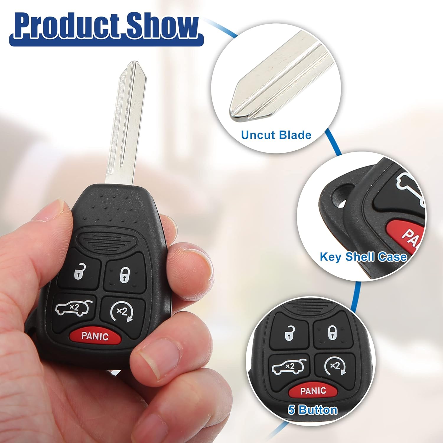 ACROPIX 315 MHZ Key Fob Keyless Entry Remote Fit for Jeep Grand Cherokee 2006-2007 for Jeep Commander 2007 OHT692714AA - Pack of 2 Black