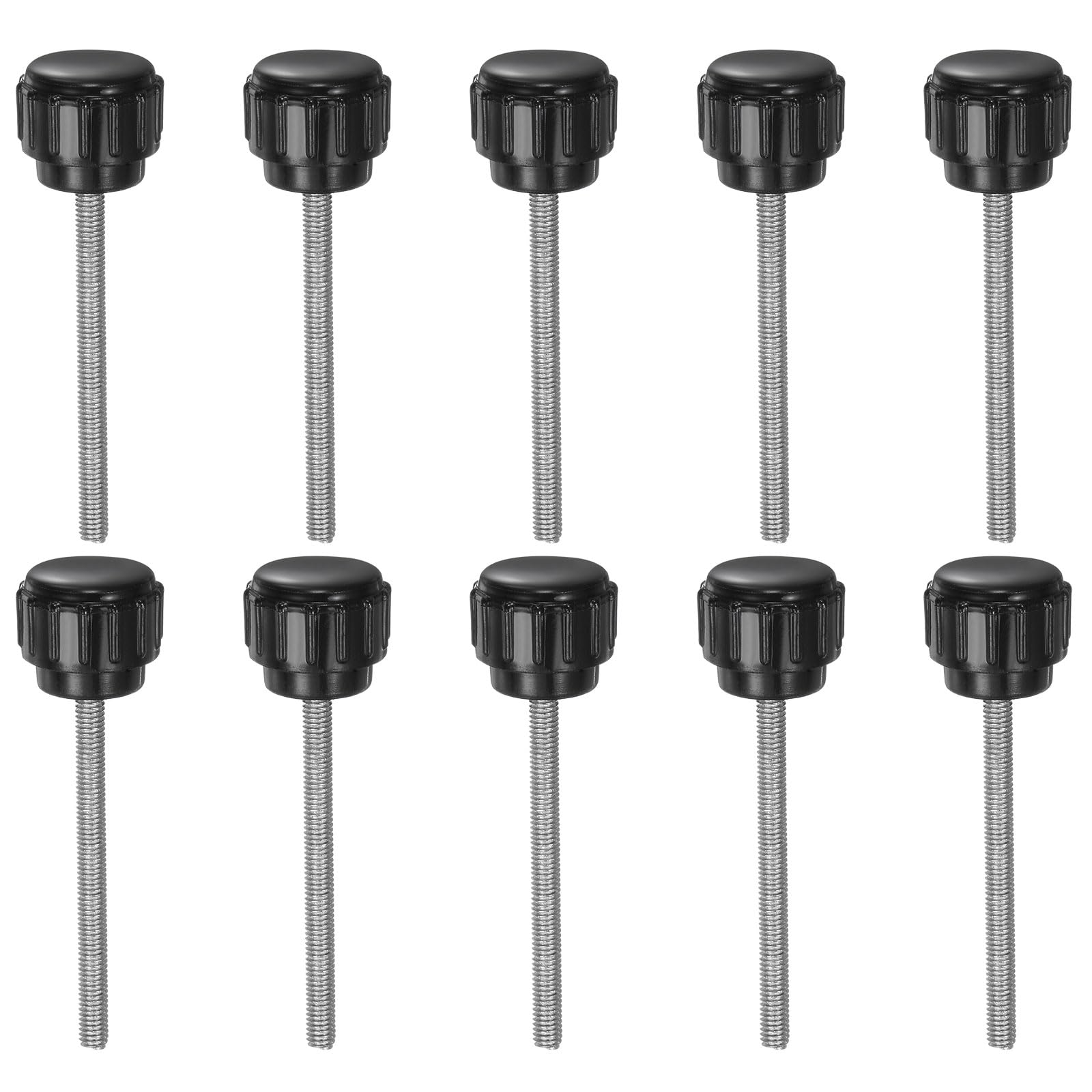 uxcell 12pcs Knurled Clamping Knobs M3 x 35mm Metric Zinc Plated Carbon Steel Male Thread Thumb Screw on Type 14mm Plastic Round Head Threaded Hand Bolt Stud Knobs Black