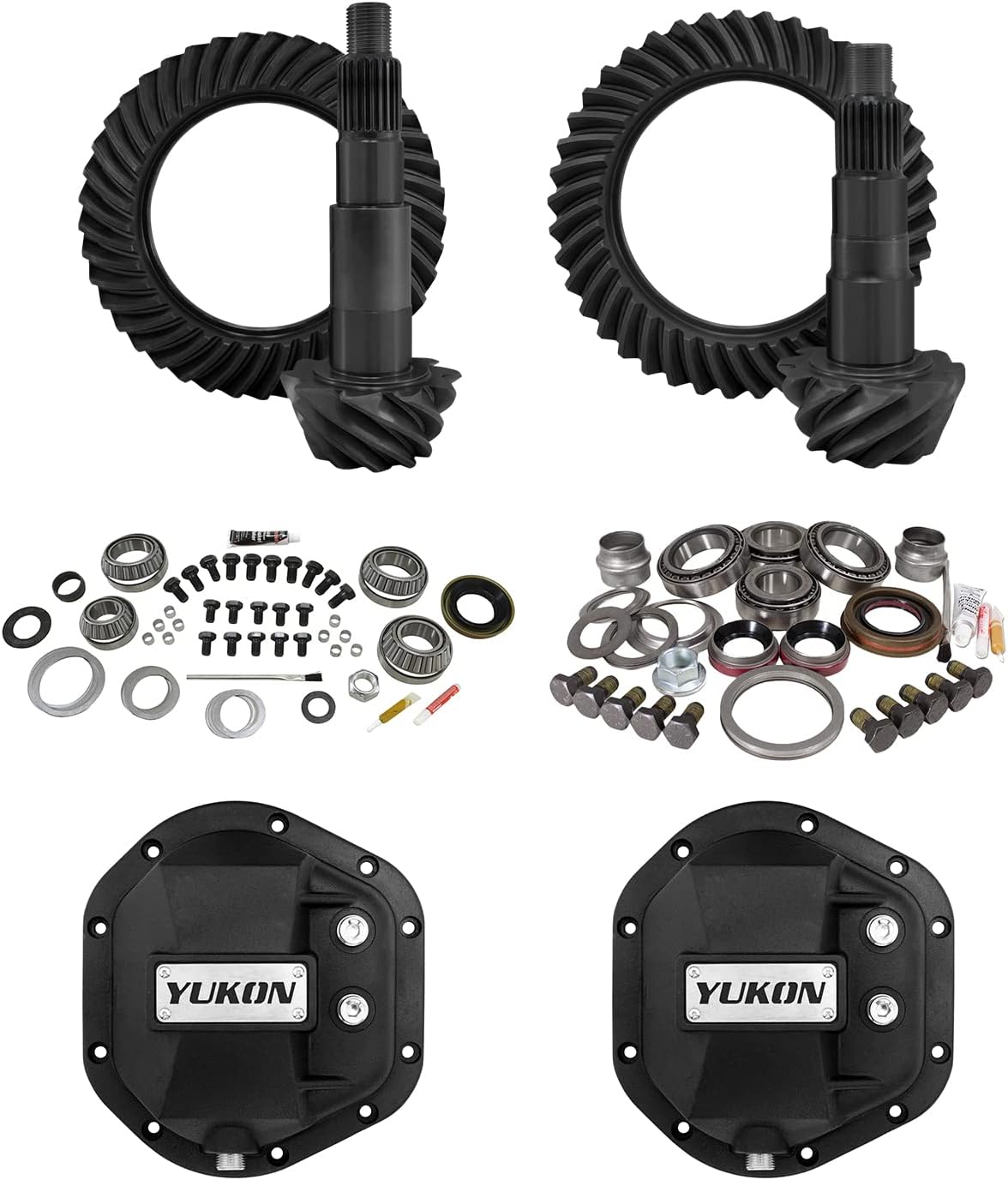 Yukon Stage 2 Re-Gear Kit w/Diff Covers for Dana 44, 4.88 Ratio, 24 Spline, Compatible with Jeep JK, YGK015STG2
