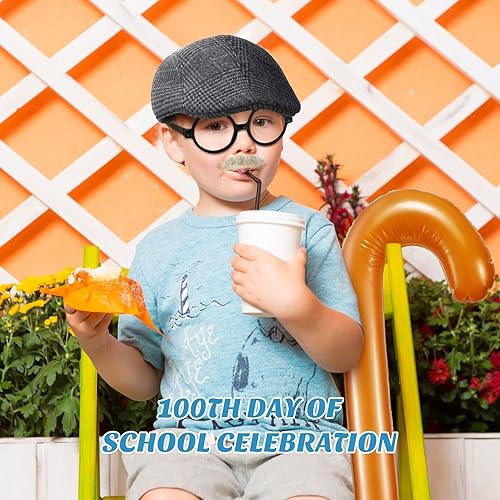 Miniatura 7 de Disfraz de anciano para el día de escuela, para niños, anciano, abuelo, para niños, bebé, 100 días de escuela