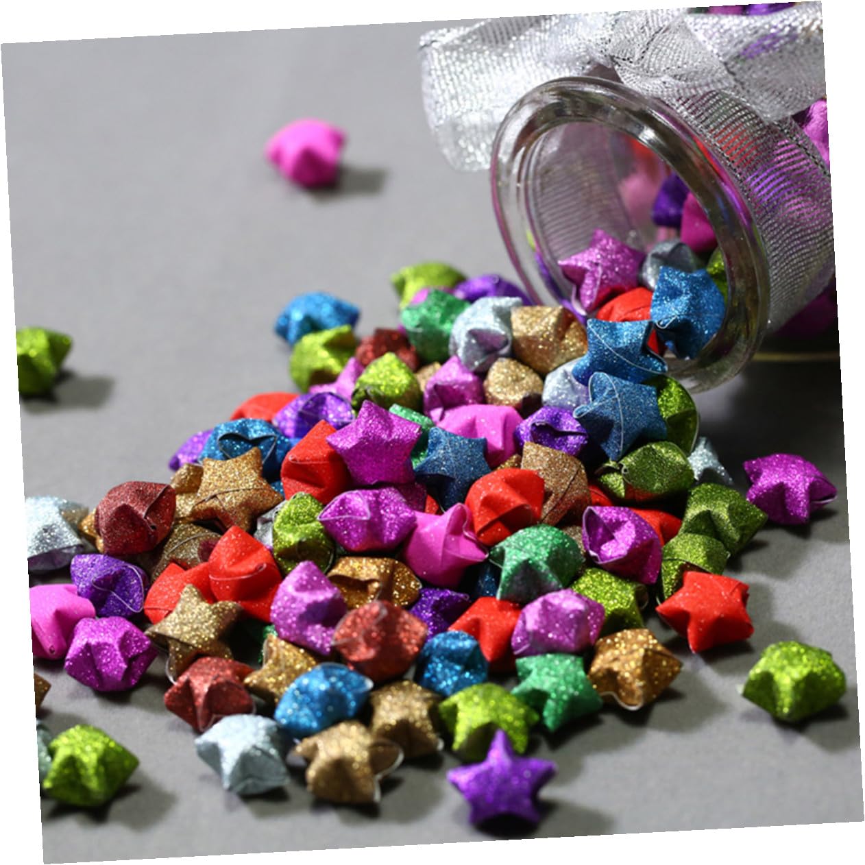 jojofuny 60 Confezioni Carta per Origami Stelle Glitterate Coloratper Fai da Te Creativo Carta Resistente per Progetti Artigianali Scuola