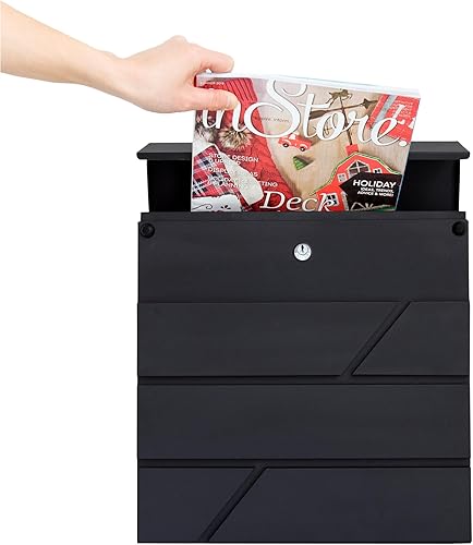 Miniatura 4 de Buzón de acero con bloqueo montado en la pared al aire libre en Valencia Carbon Black, Tamaño 4.3"D x 14.3"W x 14.3"H, El modelo MD25N cuenta con