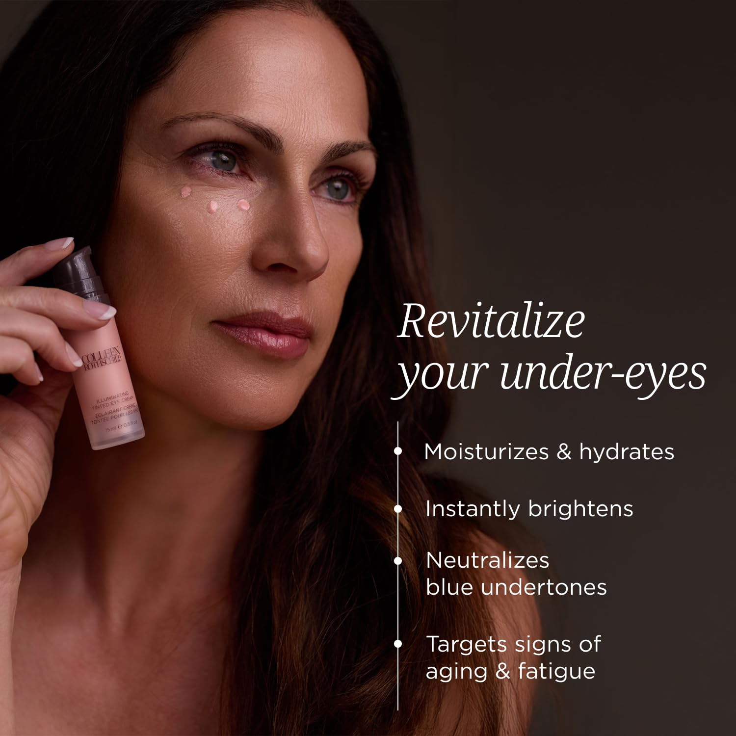 COLLEEN ROTHSCHILD Illuminating Tinted Eye Cream | Instant Brightening Effect | Nourishes & Targets Dark Circles | With Hyaluronic Acid, Caffeine, Pearlized Pigments & Peptides (0.5 fl oz)