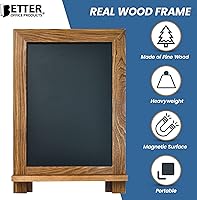 Vista 4 de Better Office Products Letrero enmarcado de pizarra de mesa, 9.5" x 14", marco de madera rústica, pizarra magnética pequeña, repisa integrada