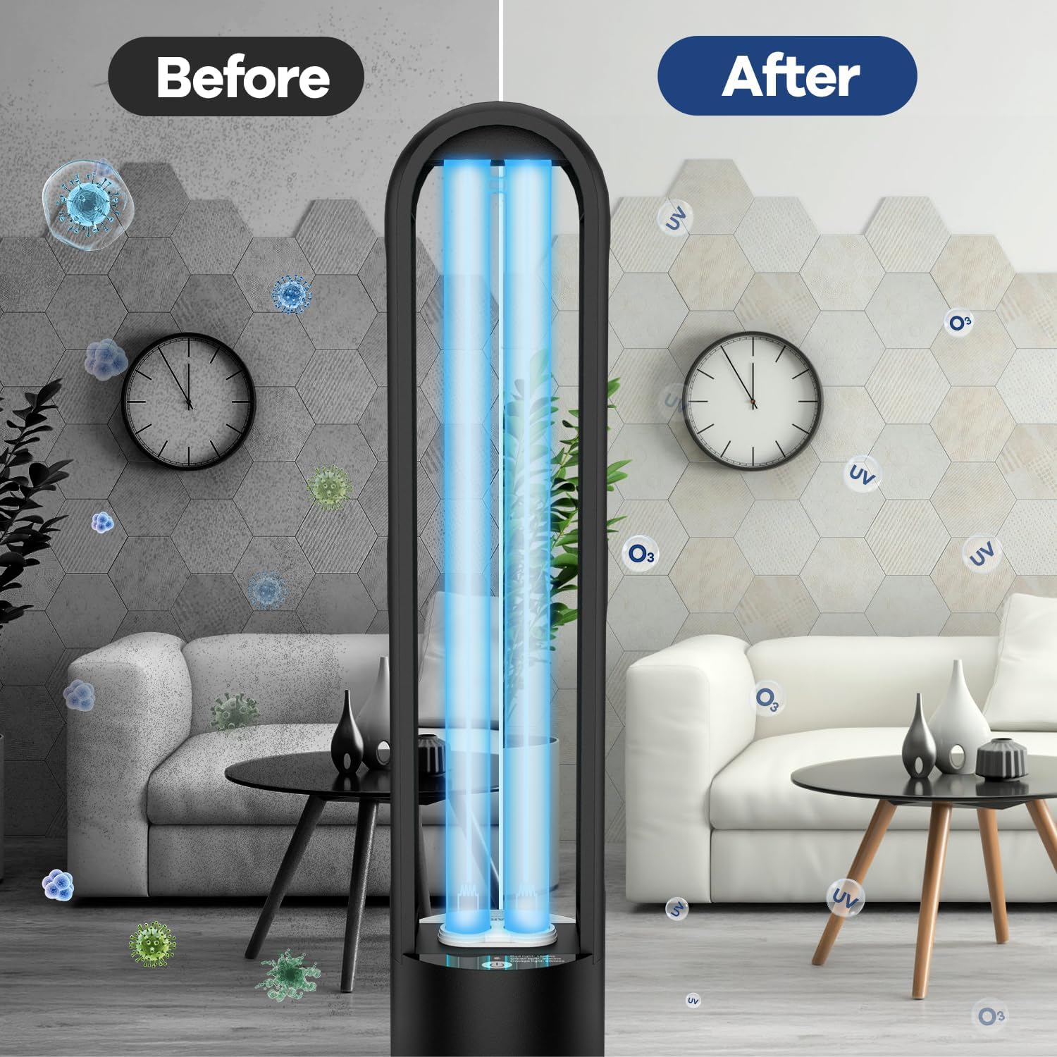 SalonDepot UV Light Sanitizer 38W Dust Mites Remover, Ultraviolet Light with 3 Speed Timer Setting for Bedroom, Kitchen & Office