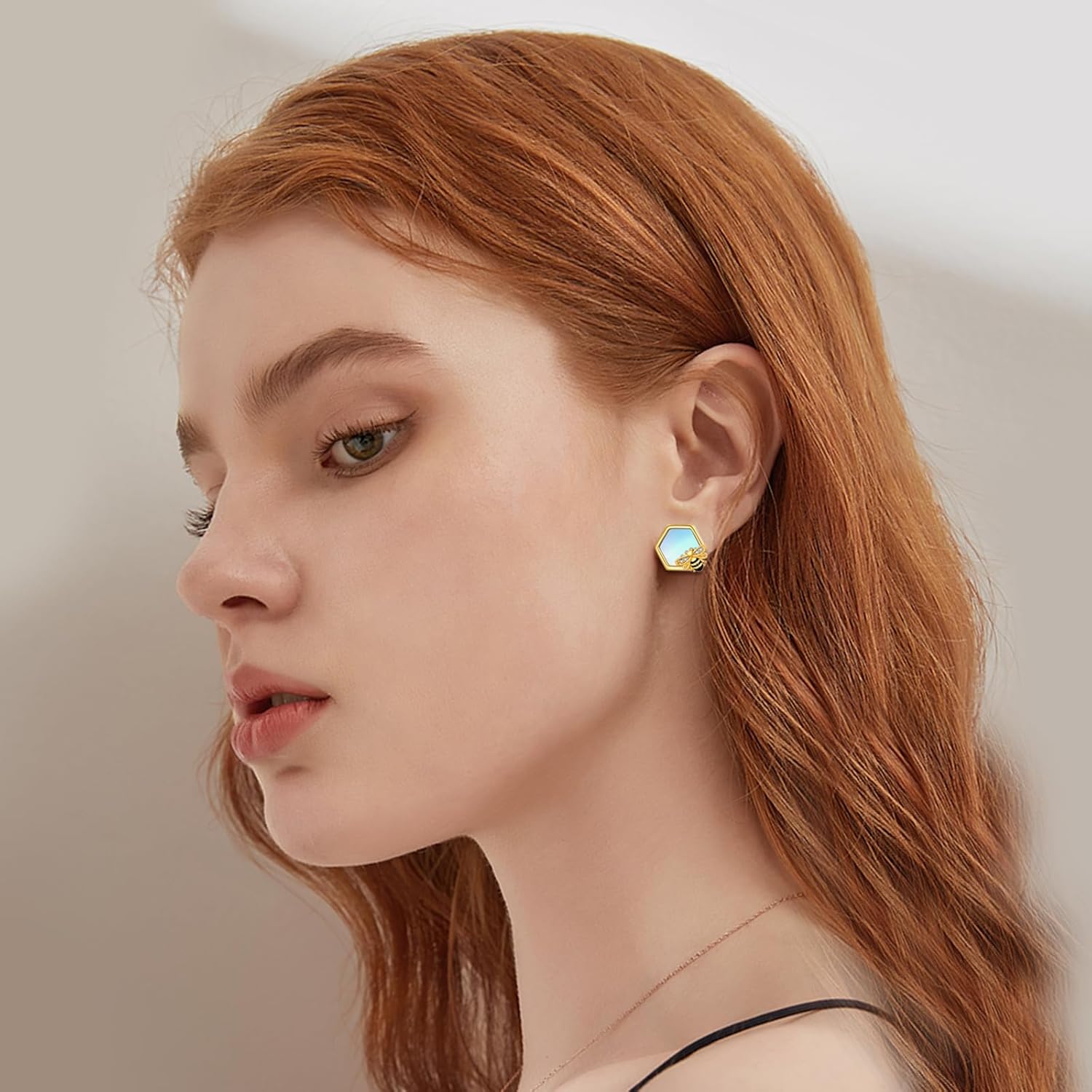 Bee Earrings for Women Sterling Silver Bee Stud Earrings Bumblebee Jewelry Honeycomb Earrings Gifts for Women - Image 2