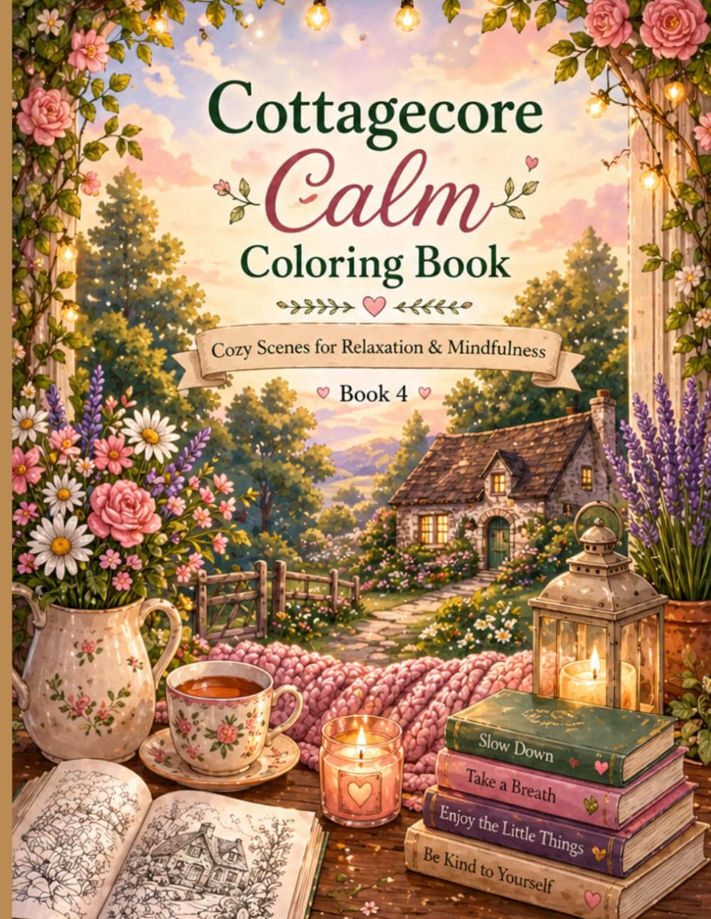 Cottagecore Calm Coloring Book: 50 Relaxing Cottagecore Scenes for Peaceful Moments, Stress Relief & Mindful Living