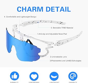 Fanshen Polarized Sports Sunglasses for Men Women, Baseball Softball Sun Glasses for Cycling Running UV Protection