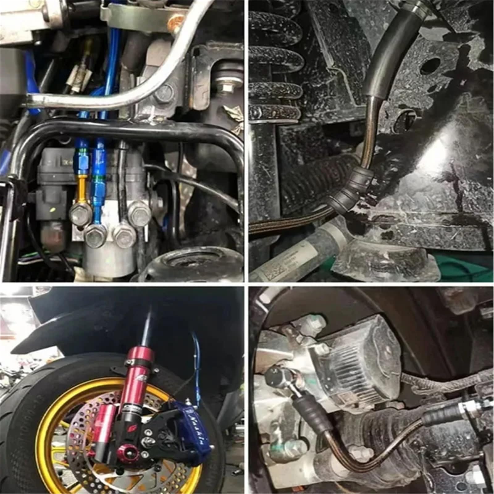 rura hamulcowa AN3 1M~10M Motocyklowy przewód hamulcowy w oplocie PVC ze stali nierdzewnej PTFE Przewód hamulcowy Przewód paliwowy Olej napędowy(PTFE silver,2m)