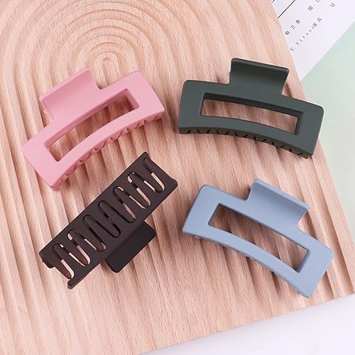 Miniatura 3 de Pinza de pelo acrílico grande y gruesa multicolor, pinza rectangular para el cabello largo, pinzas de garra de resina antideslizantes para mujeres y
