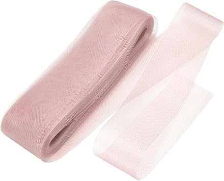 HARFINGTON Stiff Horsehair Braid 50 Yards 3 Inch Soft Horsehair Trim for Polyester Boning Sewing Wedding Dress Dance Gown Shaping Trimming, Lotus Pink