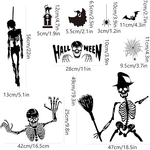 Miniatura 9 de Decoraciones de Halloween, calcomanías de ventana de Halloween, calcomanías de ventana fantasma para decoración de Halloween, 9 hojas, 66 piezas de