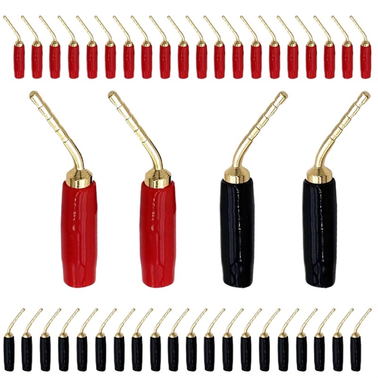 20/100 sztuk, 2 mm, wtyczka bananowa, czerwona, czarna, zakrzywiona wtyczka, prostokątna, wtyczka bananowa, kabel audio, kabel głośnikowy (sieć 400)