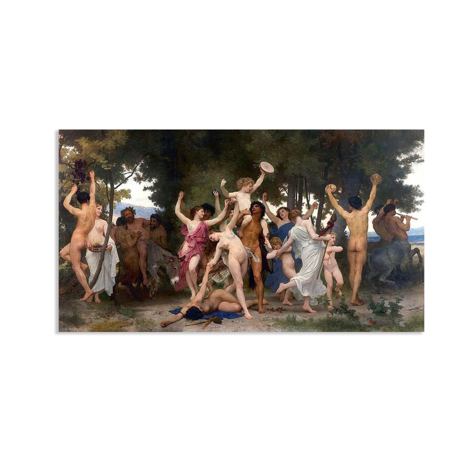 RXNHGJDS William-Adolphe Bouguereau Wall Art The Youth of Bacchus Classical Art Prints Picture Famous Artwork Wall Decor for Living Room Bedroom Bathroom Home Decor 90x50cm frameless