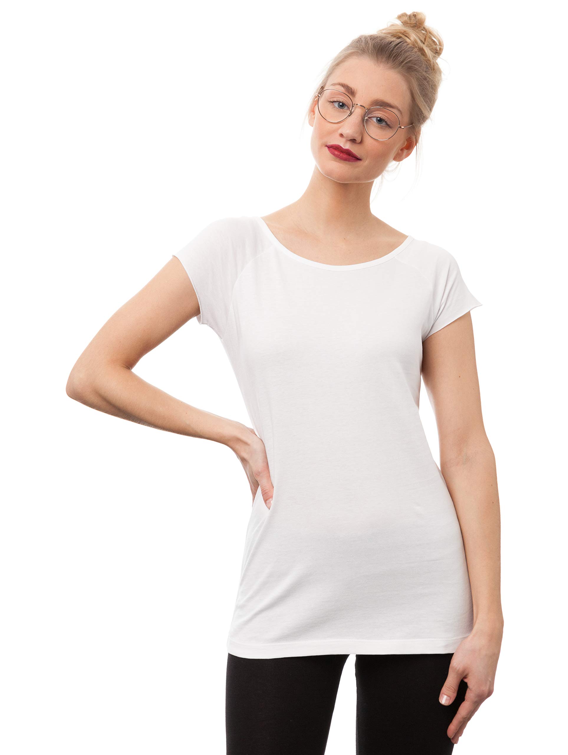 FellHerz T-shirt da donna, confezione da 3 pezzi, bianco biologico e equo