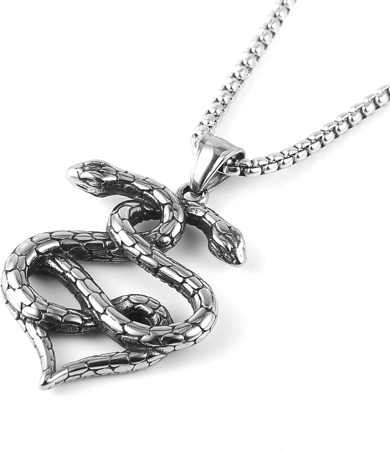 HZMAN Gothic Jewelry Men's Stainless Steel Animal Snake Pendant Chain Necklace - Image 3
