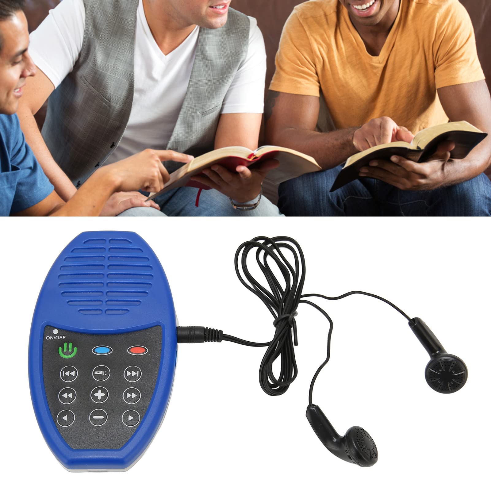 Lettore biblico audio, 4 GB, 350 mAh, ad energia solare, lettore elettronico per anziani, bambini, adulti, ascoltatore biblico (blu)